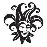 Silhouette Smiling Jester Art Funny Clown Face Design vector