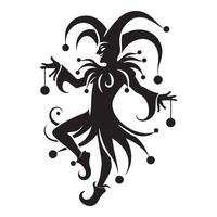 Silhouette of a jester dancing with bells in illustration vector