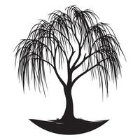 Weeping Willow Tree Silhouette Illustration for Garden and Nature Designs vector
