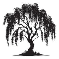 Weeping Willow Silhouette Image Symbolizing Mourning and Nature vector