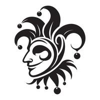 Whimsical Jester Mask Silhouette Illustration Carnival Design Element vector