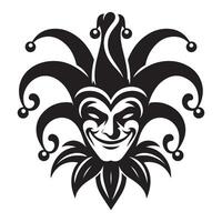 Smiling Jester Face Silhouette Graphic for Party Invitation vector