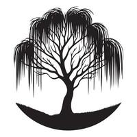 Weeping Willow Tree Silhouette Graphic Art Illustration vector