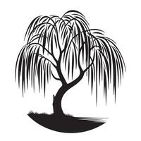 Silhouette of Weeping Willow Tree Representing Elegance and Serenity vector