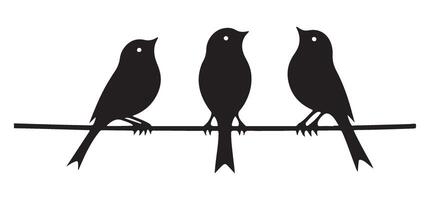 Three Birds on a Wire Silhouette Simple Illustration Design vector
