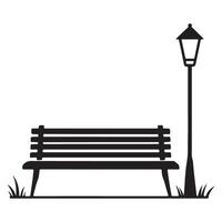 Park Bench with Lamp Post Silhouette Graphic Element vector