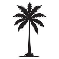 Silhouette of Tall Palm Tree Illustration Single Tree vector