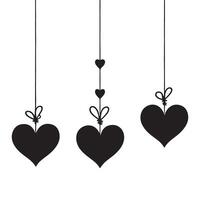 Hanging Hearts Silhouette Art for Love and Valentine Themes vector