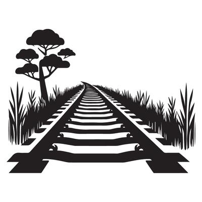Scenic Railway Track Silhouette Art in Landscape Setting