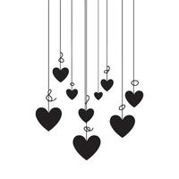 Hanging Hearts Decoration Silhouette for Love and Affection Projects vector