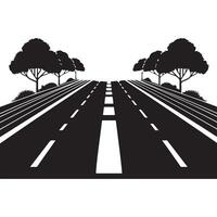 Illustration of Long Road Surrounded by Trees Concept Image vector