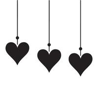 Three Hanging Hearts Silhouette Ornaments for Creative Designs vector