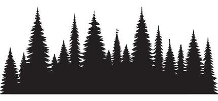 Evergreen Trees Silhouette Illustration Peaceful Forest View Design Element vector