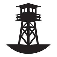 Silhouette Watchtower Illustration for Security Military Defence and Observation Purposes vector