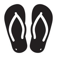 Simple Black and White Flip Flops Beach Icon Graphic vector