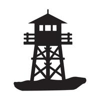 Simple Lookout Tower Silhouette Illustration Graphic Design vector
