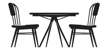 Unique Dining Table and Chairs Set Silhouette Design vector