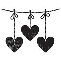 Rustic Hanging Heart Silhouette for Country Decor Designs vector