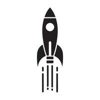 Rocket Silhouette Illustration Ascending Upward Design Element vector
