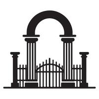 Silhouette Ornate Iron Gate Graphic for Architectural Use vector