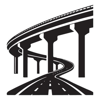 Elevated Highway Curving Road Illustration for Modern Transportation Planning Needs