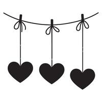 Hanging Heart Ornaments Simple and Minimalist Design vector