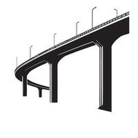 Silhouette Road Overpass Illustration Bridge Structure Highway Design vector