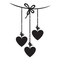 Hanging Heart Ornaments Silhouette Design for Wedding Decorations vector