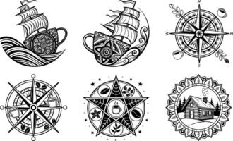 A set of four different designs for tattoos vector