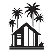 Silhouette a frame cabin with palm trees illustration vector