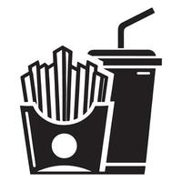 Classic Silhouette Illustration of Fries and Soda with Circle Mark vector