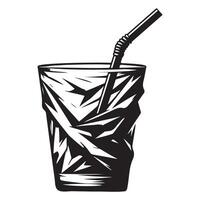 silhouette of a refreshing soda with bendy straw vector