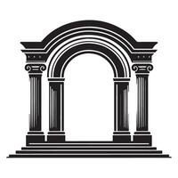 Elegant Archway with Pillars and Steps Silhouette Architectural vector