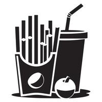 Fast Food Meal with Fries, Soda and Apple Design vector