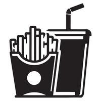 Fast Food Silhouette of Fries and Soda for Restaurant Design vector