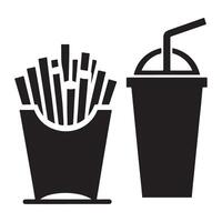 Fast Food Silhouette Icon of Fries and Soda Graphics vector