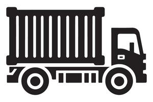 Black Truck with Shipping Container Silhouette Illustration vector
