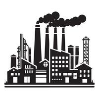 Large Industrial Complex Factory Buildings Pollution Design vector