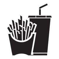 Fries and Soda Silhouette Illustration a Delicious Fast Food Combo vector