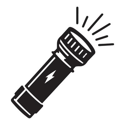 Illuminating Flashlight Portable Handheld Torchlight Lighting Illustration