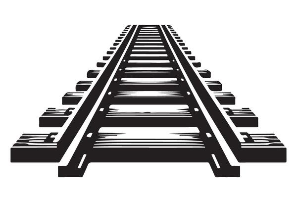 Isometric Railway Tracks Silhouette Illustration for Transportation Projects