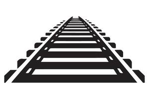 Forward Perspective Railway Tracks Silhouette For Train Routes vector