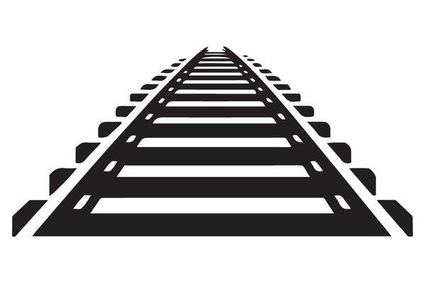 Forward Perspective Railway Tracks Silhouette For Train Routes