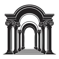 Ancient Greek Columns Archway Silhouette for History Enthusiasts vector