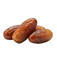 Close up view of a small pile of medjool dates with a plain and simple isolated background transparent background png