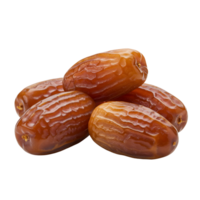 A close up studio shot of a small pile of five medjool dates on a plain neutral backdrop view transparent background png
