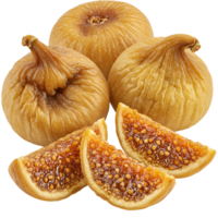 A close up view of several whole and sliced figs on a plain surface with a transparent area around them transparent background png