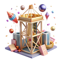 serene creative Space Elevator Construction Scene Isolated png
