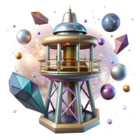 vibrant artistic Space Elevator in Outer Space Transparent Background high quality png