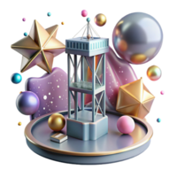 serene minimalist Space Elevator Platform and Climber Transparent Background high resolution png